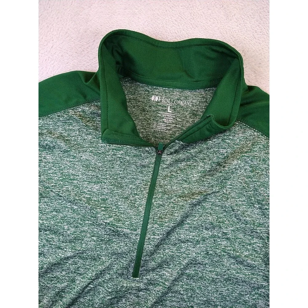 Holloway 1/4 Zip Pullover Sweatshirt Mens Large Performance Golf Heathered Green - Picture 2 of 6